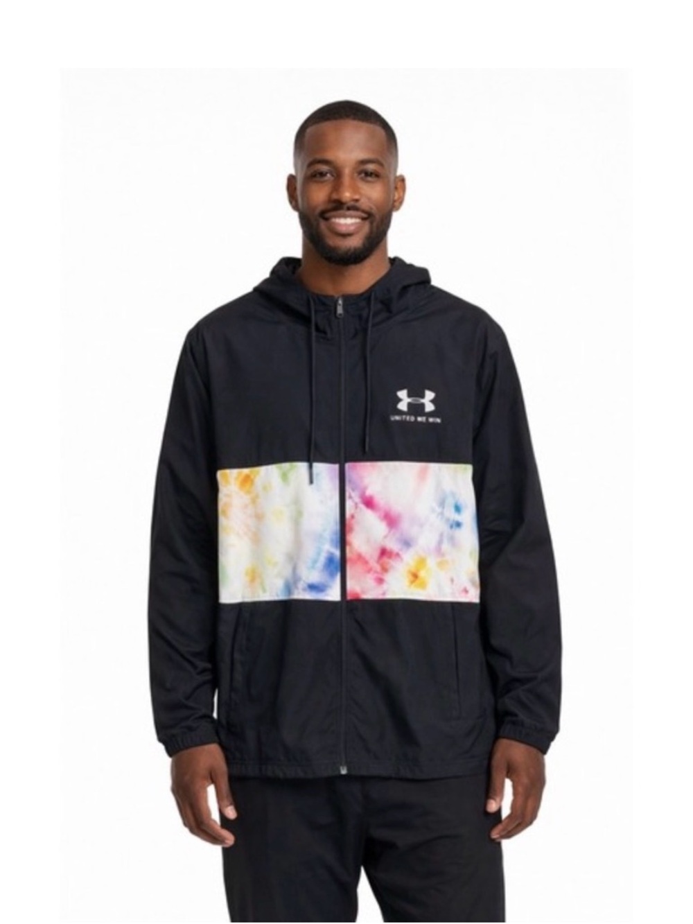 Under Armour United We Win-Dye Windbreaker Jacket - Black w/Tie-Dye - Sz Mens Sm